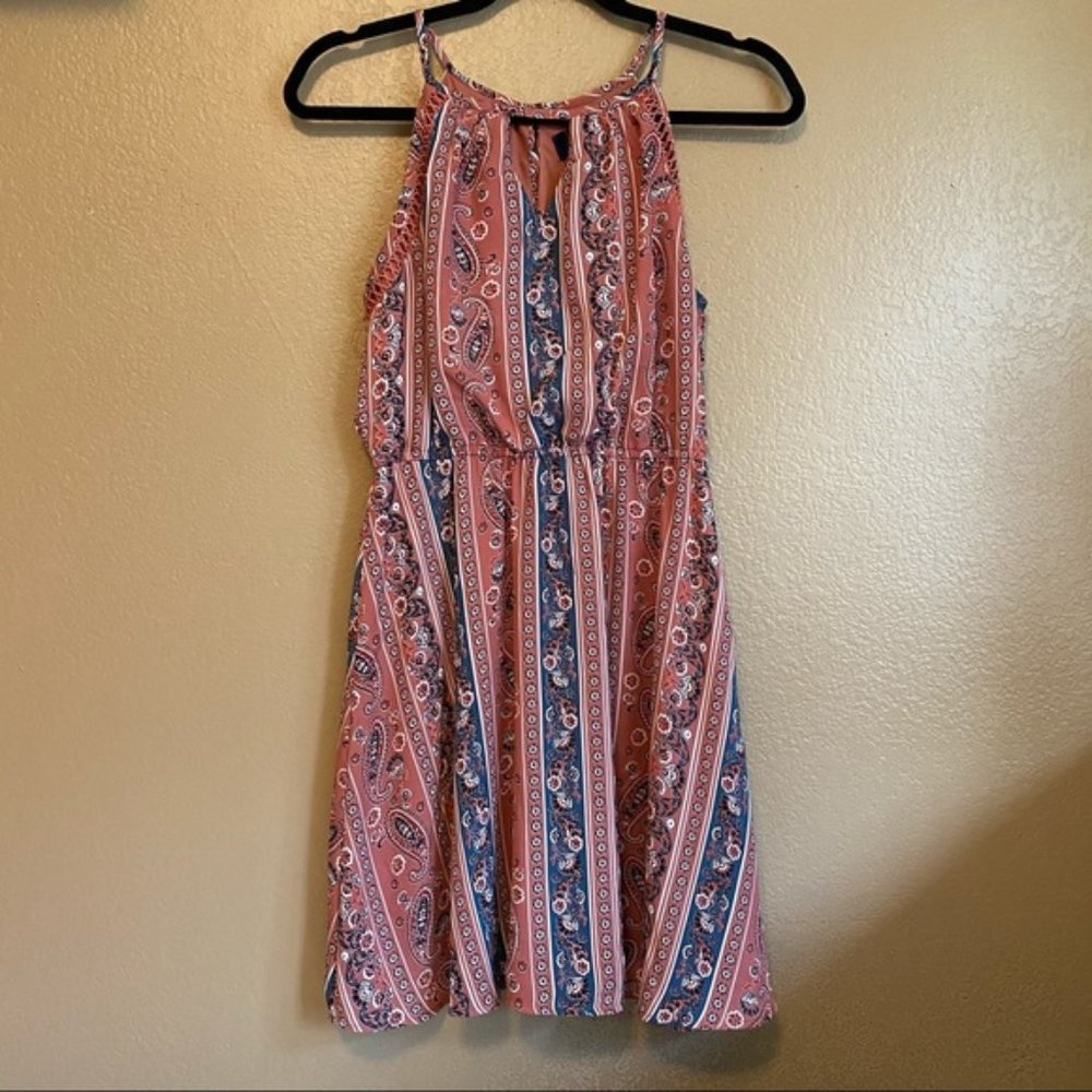 NWOT Floral pink cinched waist dress